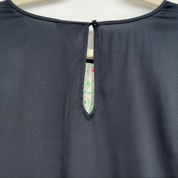 Joie Silk Blouse Womens Small Multi Color Floral Cap Sleeve Keyhole Back Top - Picture 5 of 7